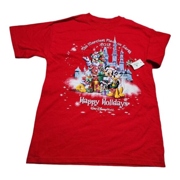 New Disney Adult 2012 "Merriest Place on Earth" Short Sleeve Shirt size Medium R - Picture 1 of 6
